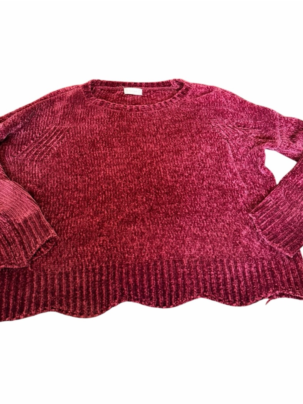 Altar’d State Chenille Sweater Size Large Burgundy Cozy Chunky Knit Oversized